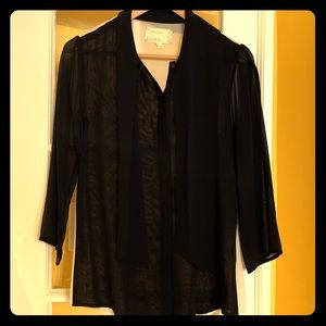 Nicole Miller Artelier black & white silk blouse